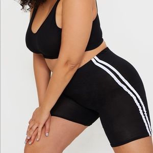 Plus Black double side stripe cycle shorts